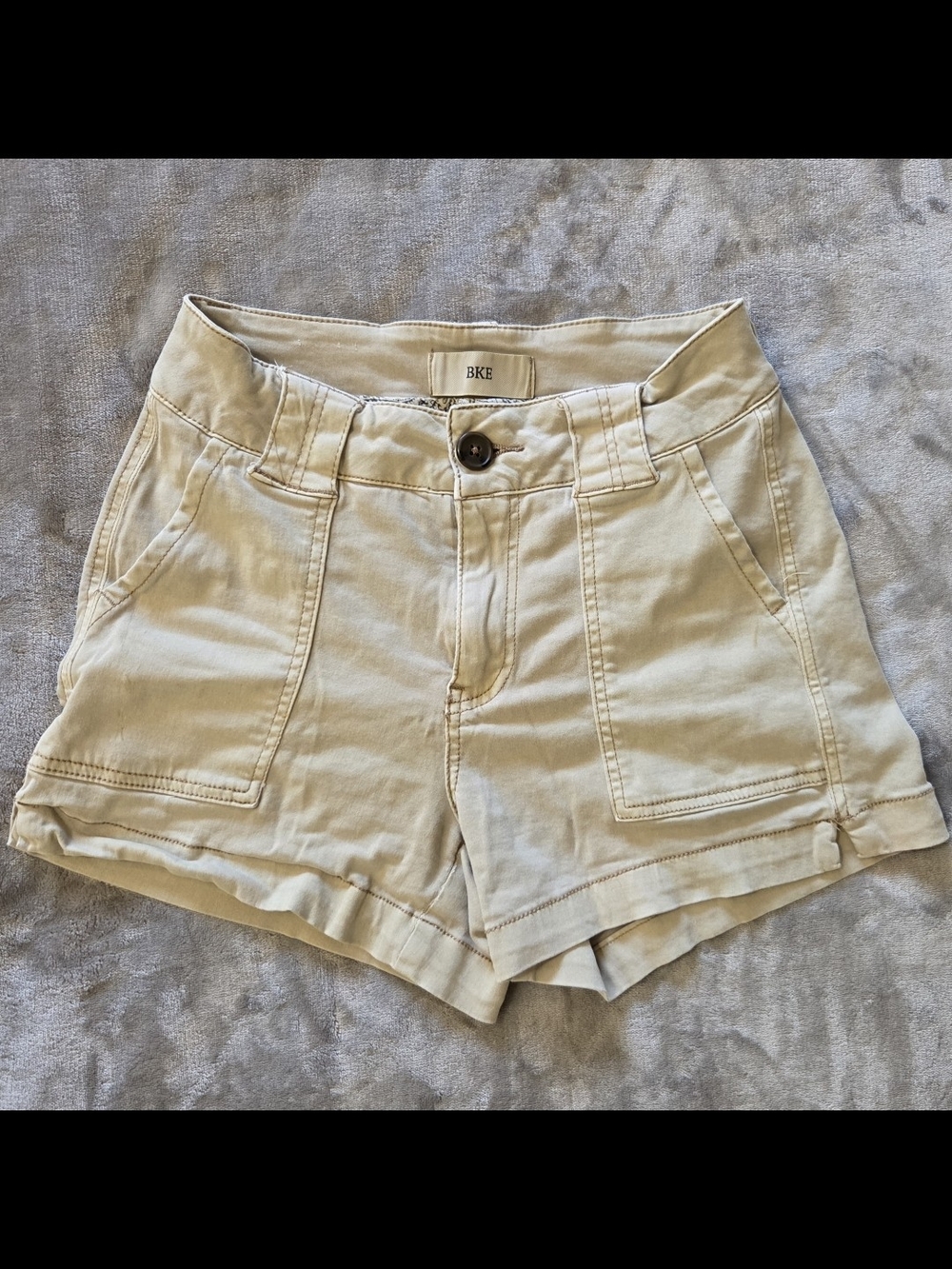 BKE - Women's Beige High-Rise Utility Shorts